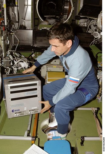 Expedition 16 FE Malenchenko works on the P-KINASE Experiment in the SM