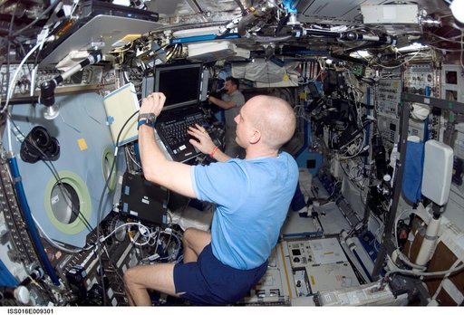 Anderson in the US Lab during Expedition 16 / STS-120 joint operations