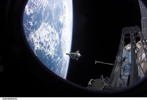 Discovery after undocking from the ISS during the STS-120 Mission
