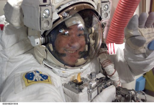 Tani in the A/L prior to EVA 11/Bravo