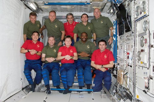Expedition 16 and STS-122 Crewmembers in Columbus