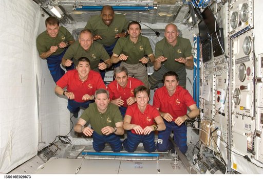 Expedition 16 and STS-122 Crewmembers in Columbus