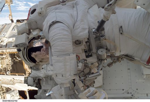 Linnehan during Expedition 16/STS-123 EVA 1