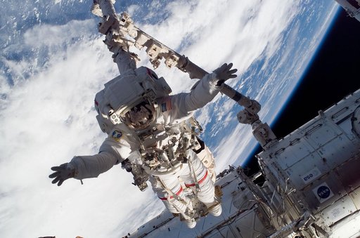 Linnehan during Expedition 16/STS-123 EVA 1