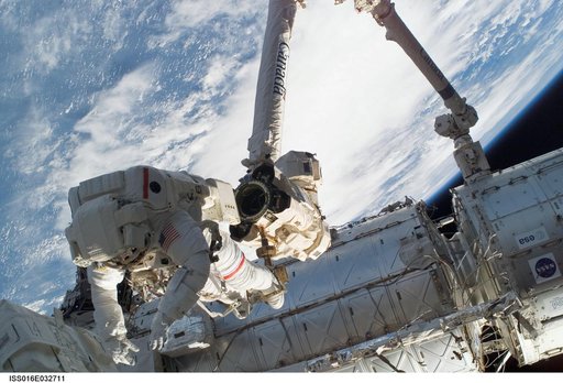 Linnehan during Expedition 16/STS-123 EVA 1