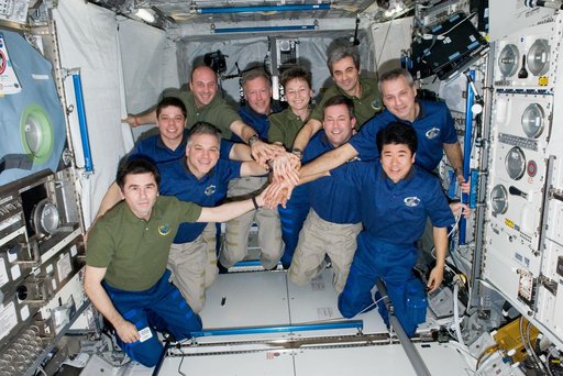 Expedition 16 and STS-123 Crewmembers in Columbus