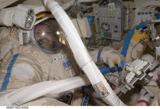 Volkov and Kononenko in the Piers DC1 during Expedition 17