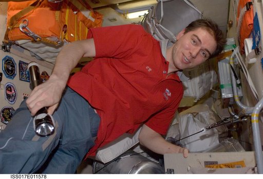 Volkov works at Panel 427 in the FGB during Expedition 17
