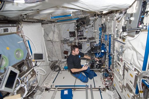 Chamitoff works with 3-D Space Experiment Hardware in the European Laboratory during Expedition 17