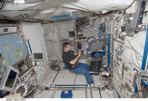 Chamitoff works with 3-D Space Experiment Hardware in the European Laboratory during Expedition 17