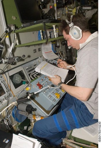 Volkov prepares for the undocking of the ESA Jules Verne ATV during Expedition 17