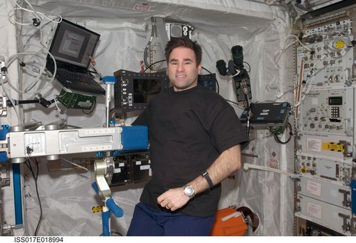 Chamitoff in the Kibo European Laboratory / Columbus during Expedition 17