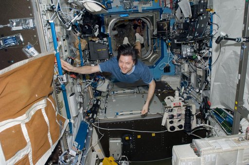 Kononenko floats in the U.S. Laboratory during Joint Operations