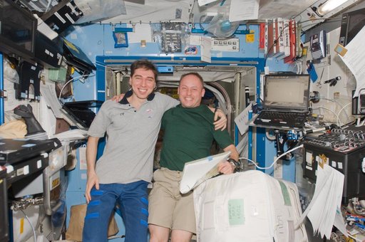 Volkov and Finke in the  U.S. Laboratory during Joint Operations