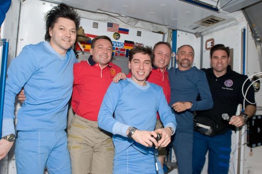 Expedition 17 and 18 Crewmembers in the Node 2 during Joint Operations