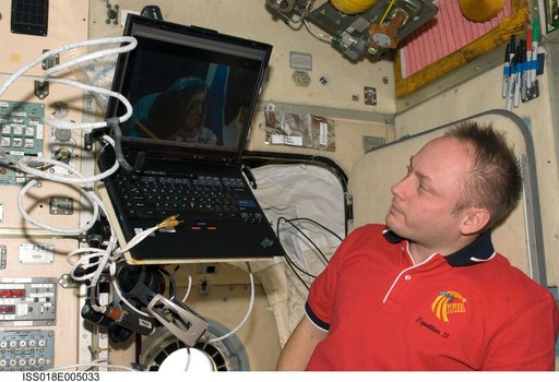 ISS Expedition 18 Fincke in the Service Module (SM)