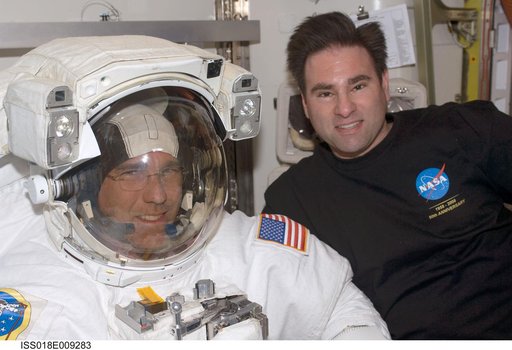ISS Expedition 18 STS-126 EVA 1 Prep in Joint Airlock