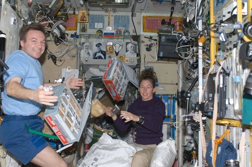 ISS Expedition 18 Lonchakov and Magnus in Service Module (SM)