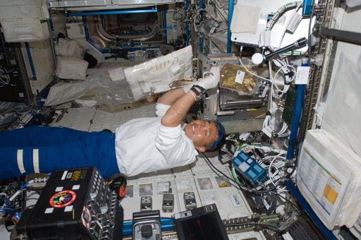 Wakata with Sample bag in US Laboratory Destiny