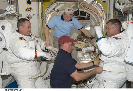 STS-119 Extravehicular Activity (EVA) 1 Extravehicular Mobility Unit (EMU) Doff