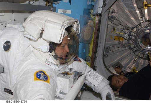 Extravehicular Mobility Unit (EMU) Preparations in Joint Airlock Quest