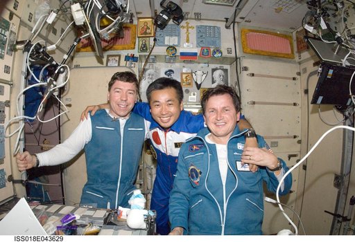 Padalka and Simonyi in service module (SM)