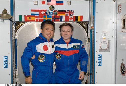 Expedition 18 Crew Photo in Node 2 Harmony with Wakata and Lonchakov
