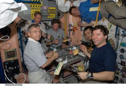 Expedition 20 crew during meal