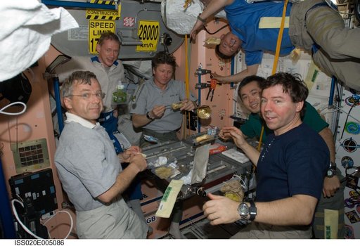 Expedition 20 crew during meal