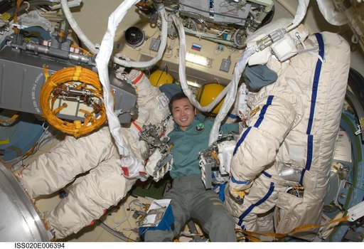 Wakata with Orlan-M suit  for EVA-22