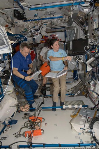Expedition 21 Crew Members participate in Fire Drill/OBT
