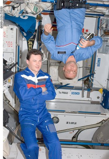 Expedition 21 Crew Members participate in PAO Interview in the Node 2