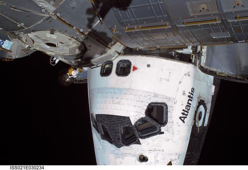View of ISS and Atlantis taken during EVA1