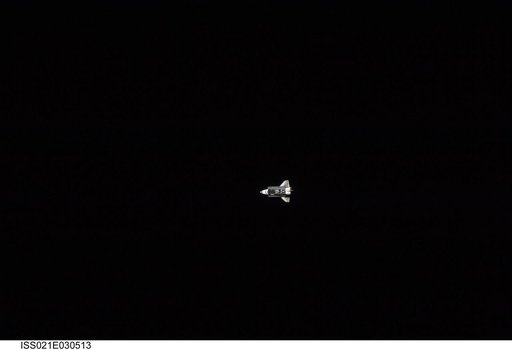 View of the Shuttle Atlantis approaching the ISS