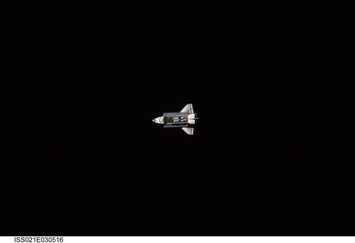 View of the Shuttle Atlantis approaching the ISS