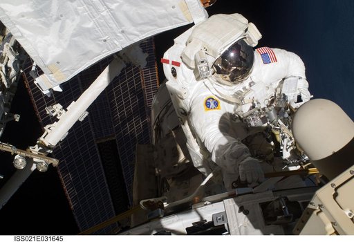 View of STS-129 MS2 Bresnik during EVA3