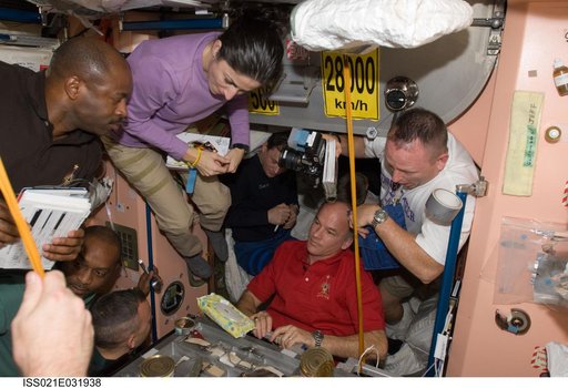 View of Expedition 21/STS-129 Crew Members in the Node 1