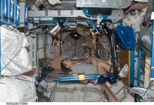Noguchi in the Node 1 during Expedition 22