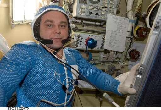 Suraev wears LCVG in the Pirs DC-1 during Expedition 22