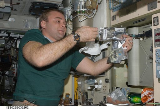 Suraev in the SM during Expedition 22