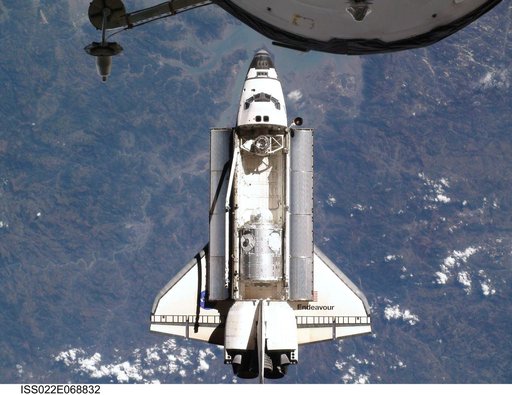 STS-130 Space Shuttle Endeavour after departure from the ISS