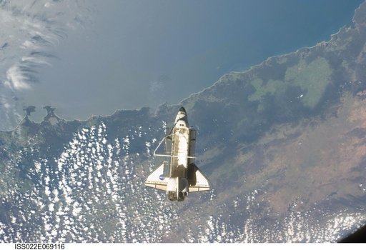 STS-130 Space Shuttle Endeavour after departure from the ISS