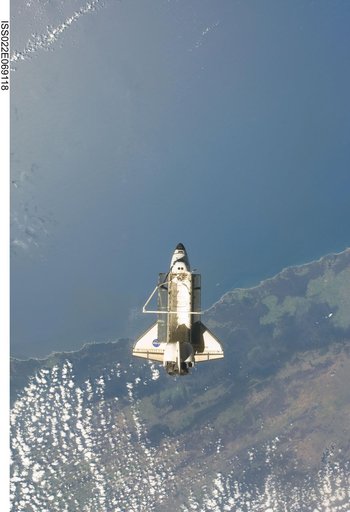 STS-130 Space Shuttle Endeavour after departure from the ISS