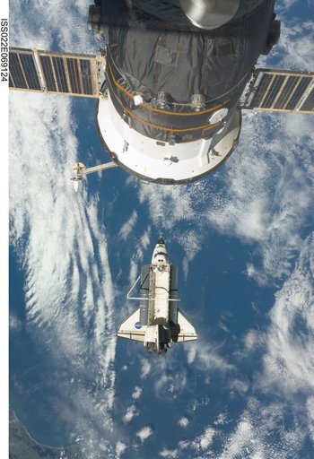 STS-130 Space Shuttle Endeavour after departure from the ISS