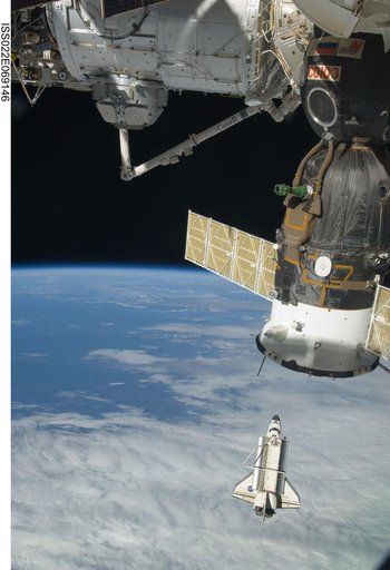 STS-130 Space Shuttle Endeavour after departure from the ISS