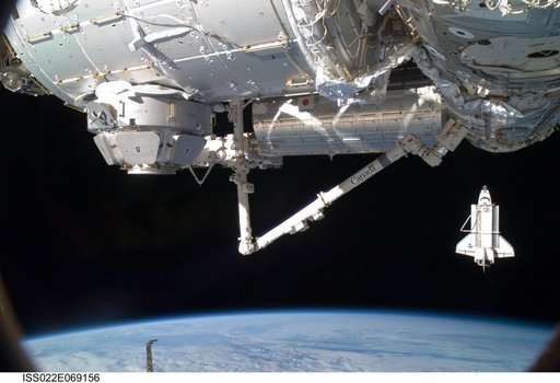 STS-130 Space Shuttle Endeavour after departure from the ISS