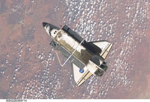 STS-130 Space Shuttle Endeavour after departure from the ISS