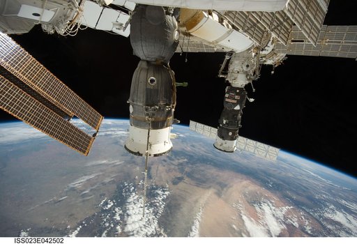 Docked Soyuz TMA-17/21S and Progress 37P Spacecraft