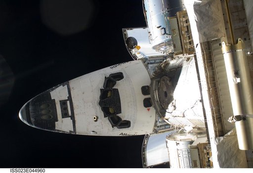 View of the Docked Atlantis and FWD ISS during EVA 1