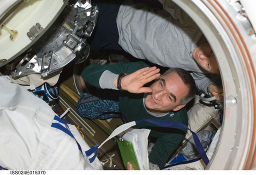 View of Expedition 24 Crew Members preparing for Soyuz Undocking